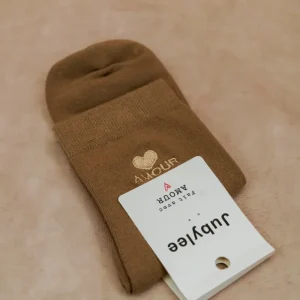 Chaussette Amour taupe/or